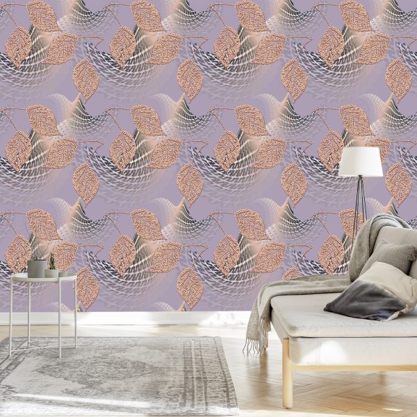 Behang Met 3D Optische Dieptebladeren Voor De Slaapkamer - Afbeelding 3