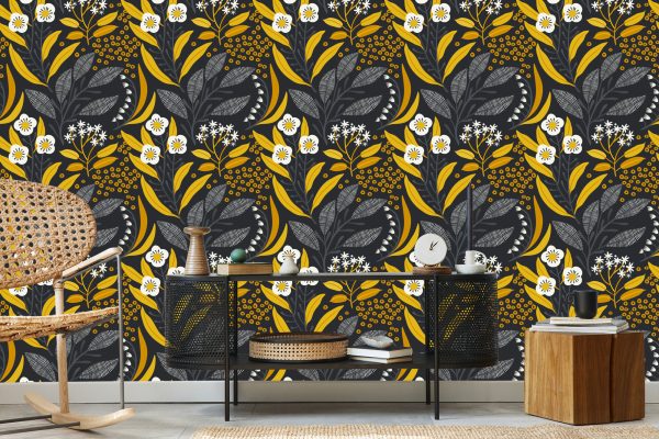Behang Vegetatie In Retrostijl - Afbeelding 5