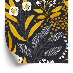 Behang Vegetatie In Retrostijl