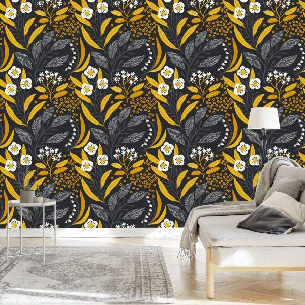 Behang Vegetatie In Retrostijl - Afbeelding 3