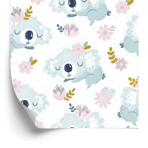 Behang Koala's Bloemen