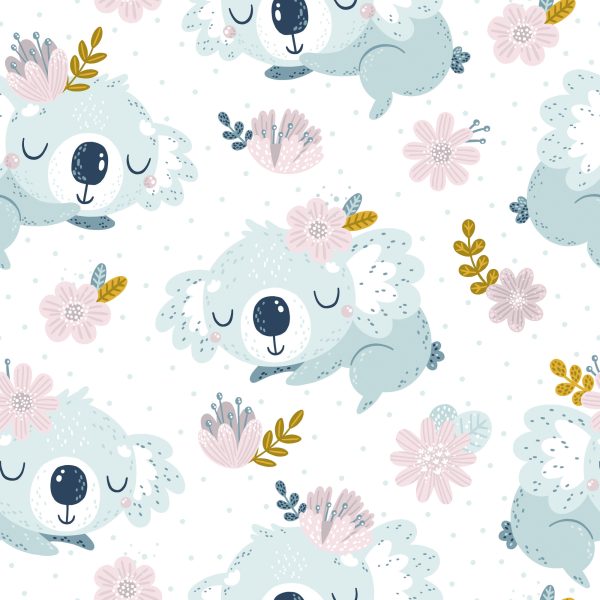 Behang Koala's Bloemen - Afbeelding 2