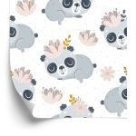 Behang Panda's Tussen Bloemen