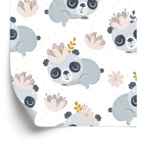 Behang Panda's Tussen Bloemen