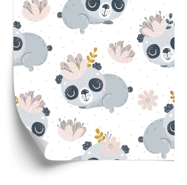 Behang Panda's Tussen Bloemen