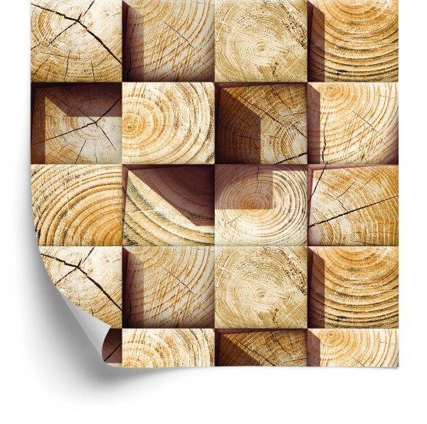 Behang Hout Mozaïek