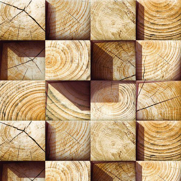 Behang Hout Mozaïek - Afbeelding 2