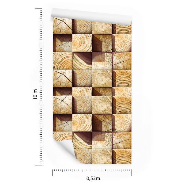 Behang Hout Mozaïek - Afbeelding 8