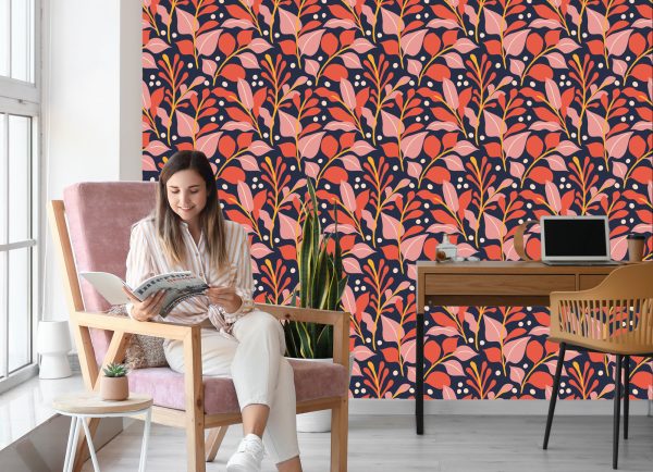 Behang Kleurrijke Planten In Retrostijl - Afbeelding 7