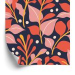 Behang Kleurrijke Planten In Retrostijl
