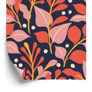 Behang Kleurrijke Planten In Retrostijl