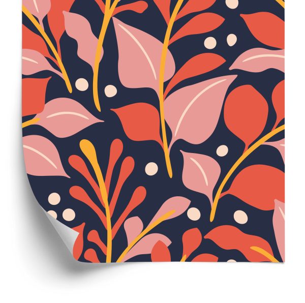 Behang Kleurrijke Planten In Retrostijl