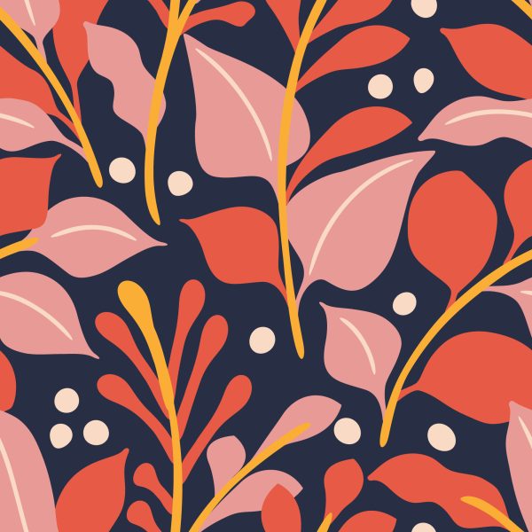 Behang Kleurrijke Planten In Retrostijl - Afbeelding 2