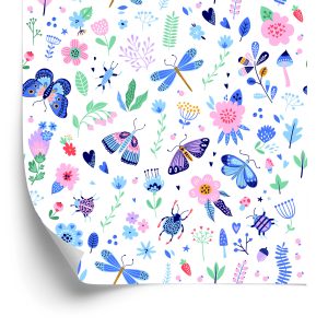 Behang Kleurrijke Insectenvlinders Voor De Babykamer