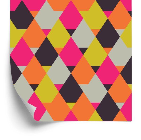 Behang Geometrisch - Kleurrijke Diamanten