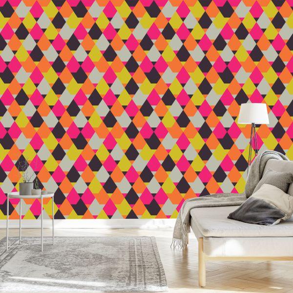 Behang Geometrisch - Kleurrijke Diamanten - Afbeelding 3