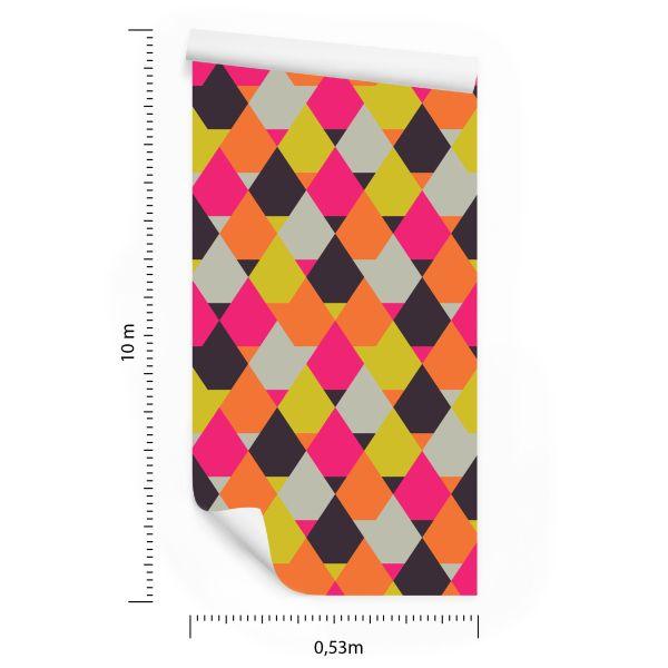 Behang Geometrisch - Kleurrijke Diamanten - Afbeelding 8