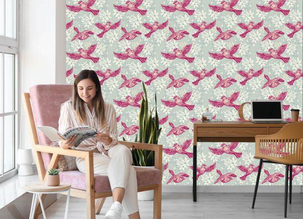 Behang Vliegende Vogels Tussen De Bladeren - Afbeelding 7