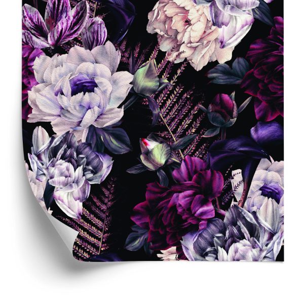 Behang Bloemen In Donkere Kleuren