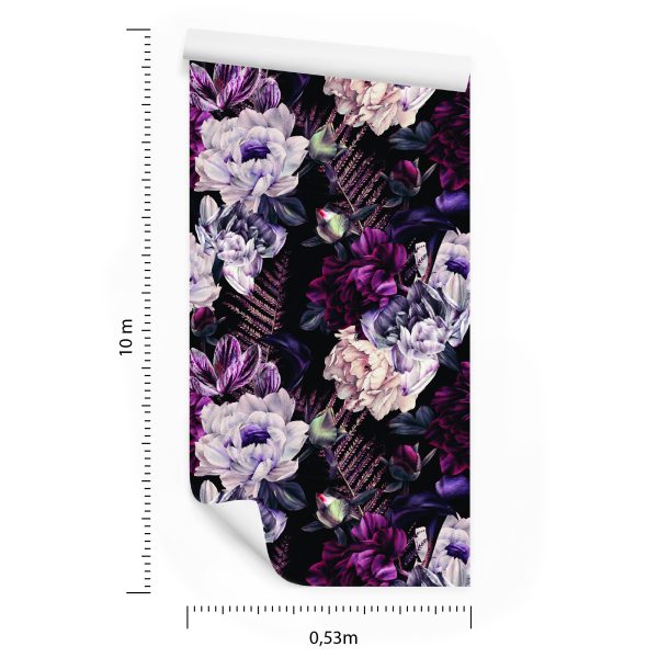 Behang Bloemen In Donkere Kleuren - Afbeelding 8