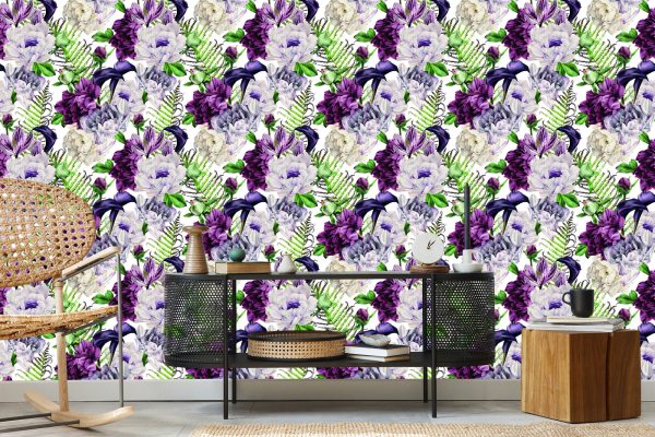 Behang Bloemmotief Aquarel Pioenrozen - Afbeelding 5