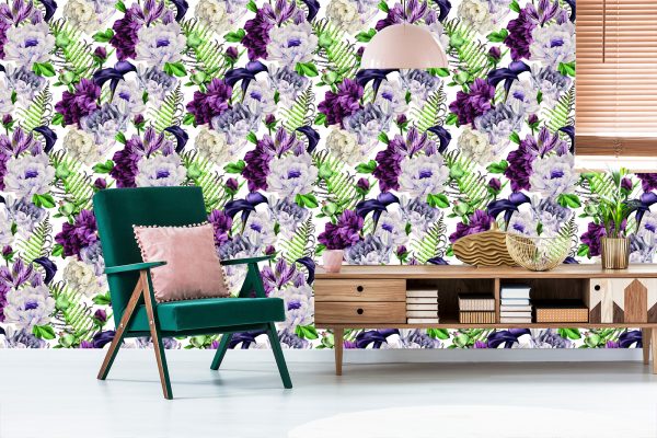 Behang Bloemmotief Aquarel Pioenrozen - Afbeelding 6