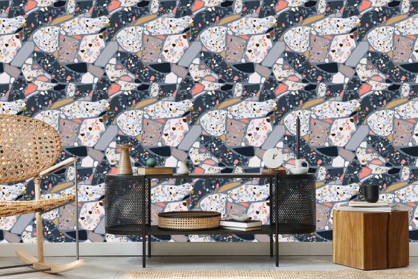 Behang Beton Terrazzo Stijlvol Patroon - Afbeelding 5