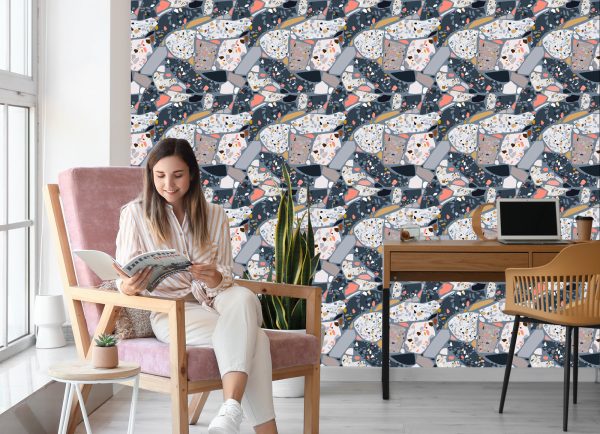 Behang Beton Terrazzo Stijlvol Patroon - Afbeelding 7