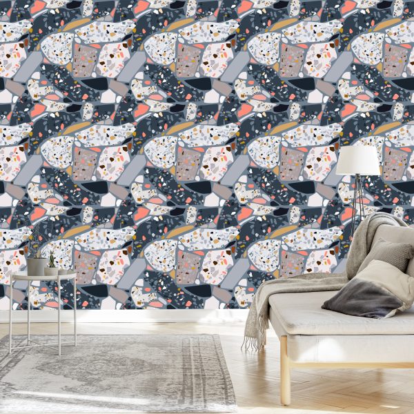Behang Beton Terrazzo Stijlvol Patroon - Afbeelding 3
