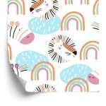 Behang Pastel Dieren, Regenboog, Meisjeskamer