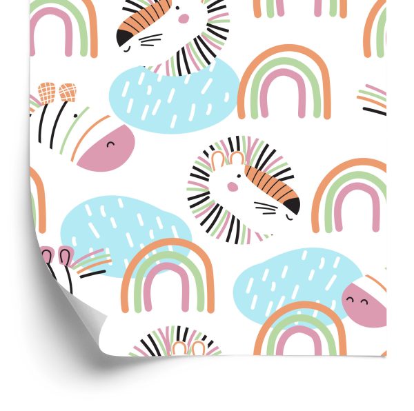 Behang Pastel Dieren, Regenboog, Meisjeskamer