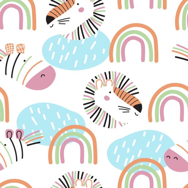 Behang Pastel Dieren, Regenboog, Meisjeskamer - Afbeelding 2