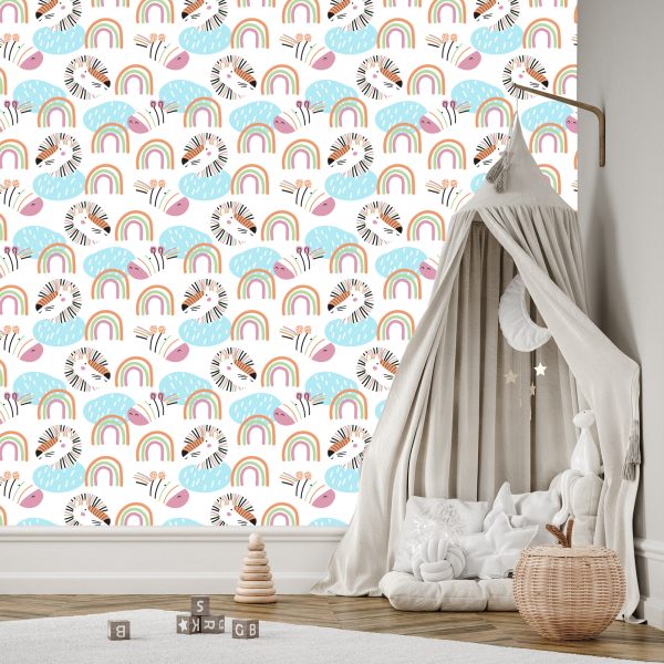 Behang Pastel Dieren, Regenboog, Meisjeskamer - Afbeelding 3