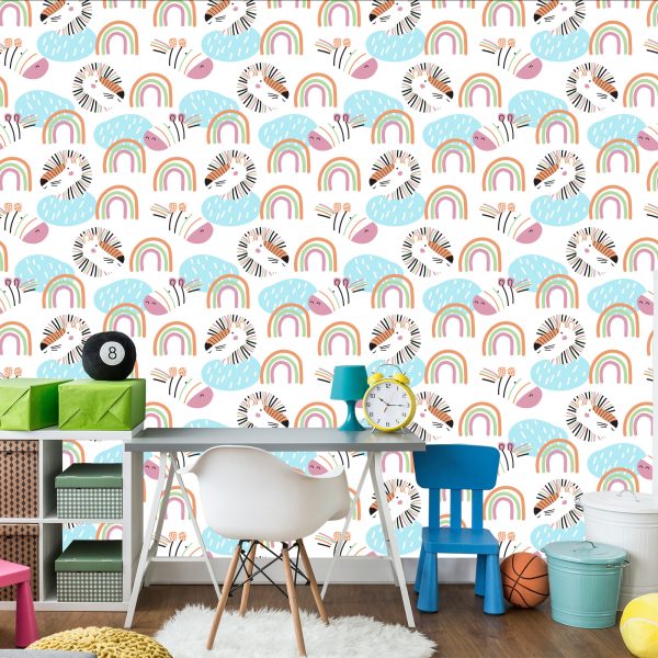 Behang Pastel Dieren, Regenboog, Meisjeskamer - Afbeelding 4