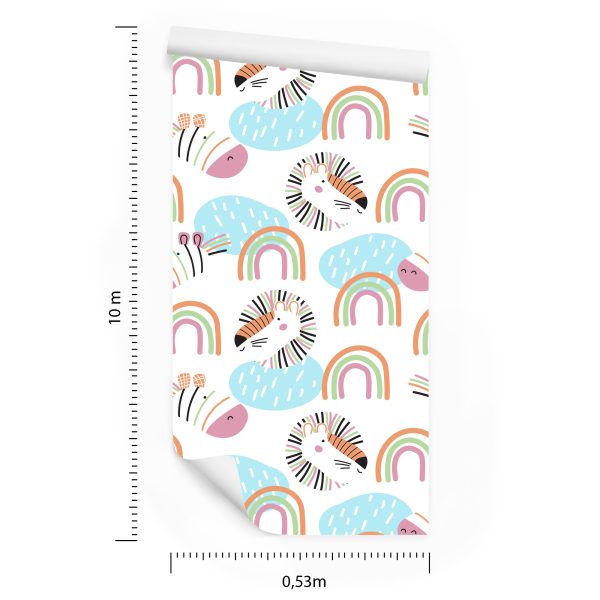 Behang Pastel Dieren, Regenboog, Meisjeskamer - Afbeelding 8