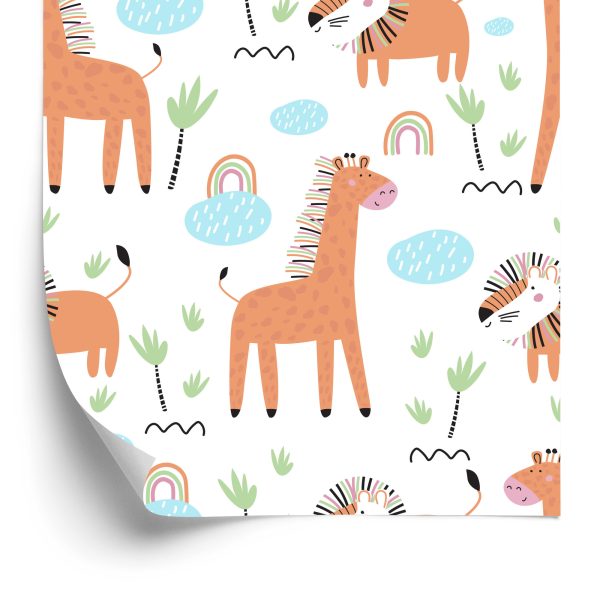 Behang Safaridieren, Leeuwen, Regenboog, Jongenskamer