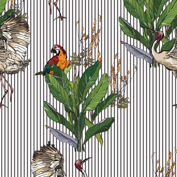 Behang Papegaaien En Kraanvogels - Afbeelding 2