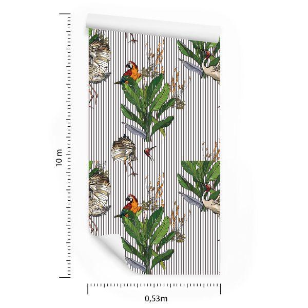 Behang Papegaaien En Kraanvogels - Afbeelding 8