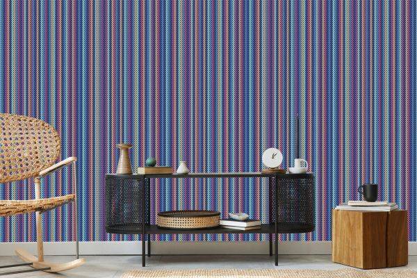 Behang Muur Met Kleurrijke Verticale Strepen Voor De Woonkamer - Afbeelding 5