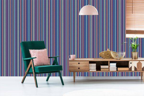 Behang Muur Met Kleurrijke Verticale Strepen Voor De Woonkamer - Afbeelding 6