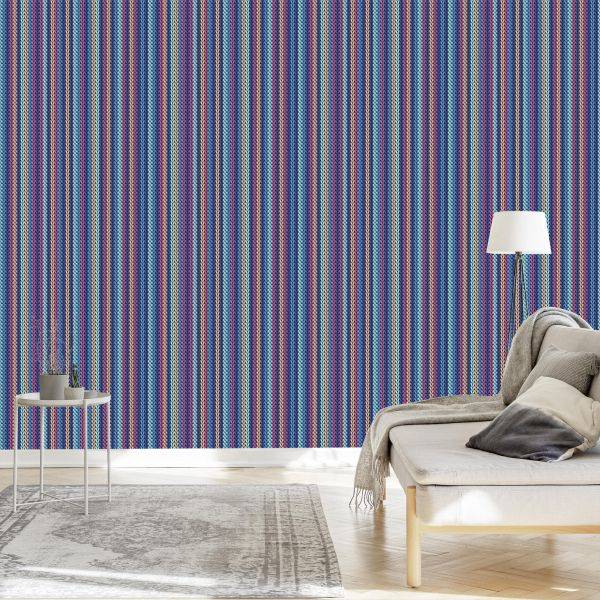 Behang Muur Met Kleurrijke Verticale Strepen Voor De Woonkamer - Afbeelding 3
