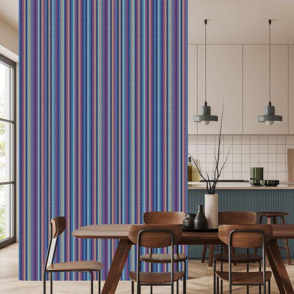 Behang Muur Met Kleurrijke Verticale Strepen Voor De Woonkamer - Afbeelding 4