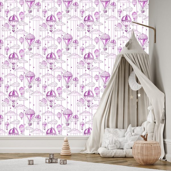 Behang Ballonnen In De Kleuren Violet - Afbeelding 3