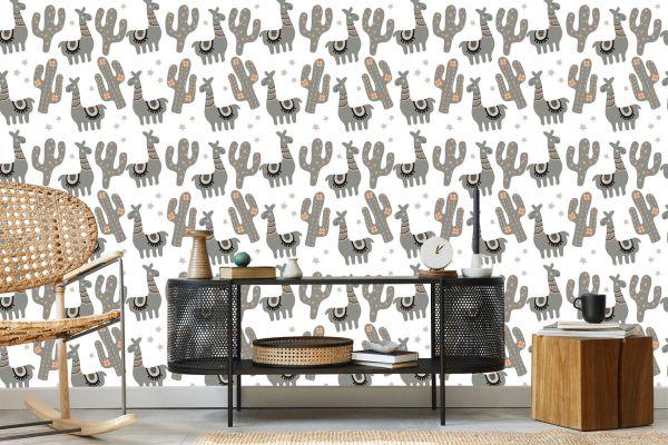 Behang Natuur Kinderkamer Met Lama's - Afbeelding 5