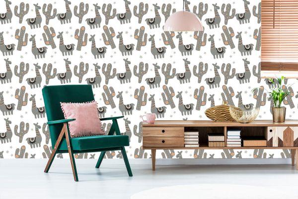 Behang Natuur Kinderkamer Met Lama's - Afbeelding 6