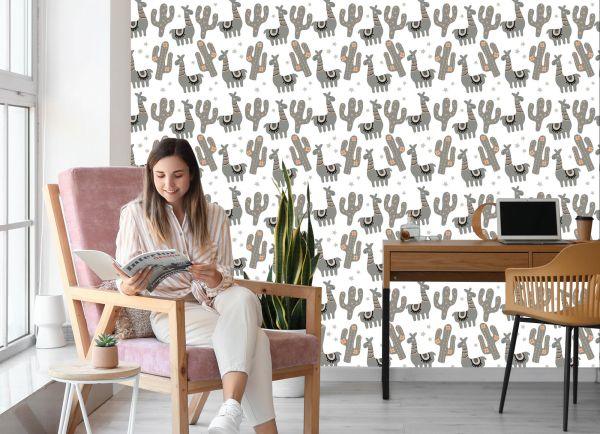 Behang Natuur Kinderkamer Met Lama's - Afbeelding 7