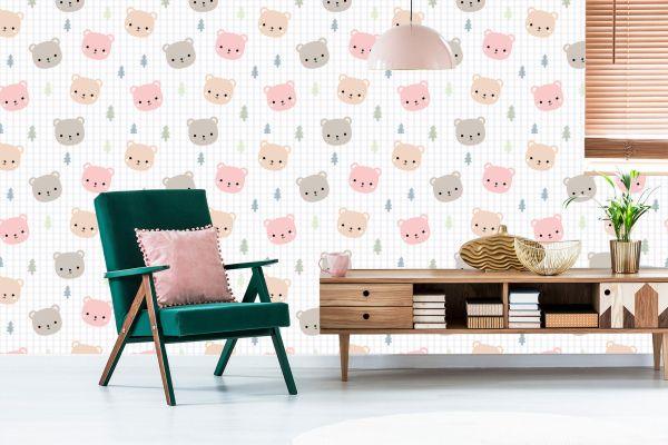 Behang Teddyberen Met Een Plaid Op De Achtergrond - Afbeelding 6