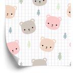 Behang Teddyberen Met Een Plaid Op De Achtergrond
