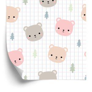 Behang Teddyberen Met Een Plaid Op De Achtergrond