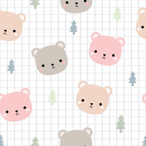 Behang Teddyberen Met Een Plaid Op De Achtergrond - Afbeelding 2